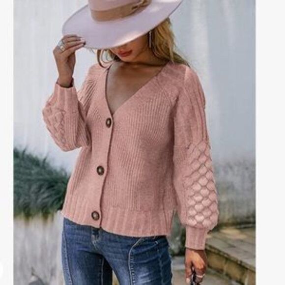 New Button Down Chunky Cable Knit Sweater Cardigan - Picture 3 of 4